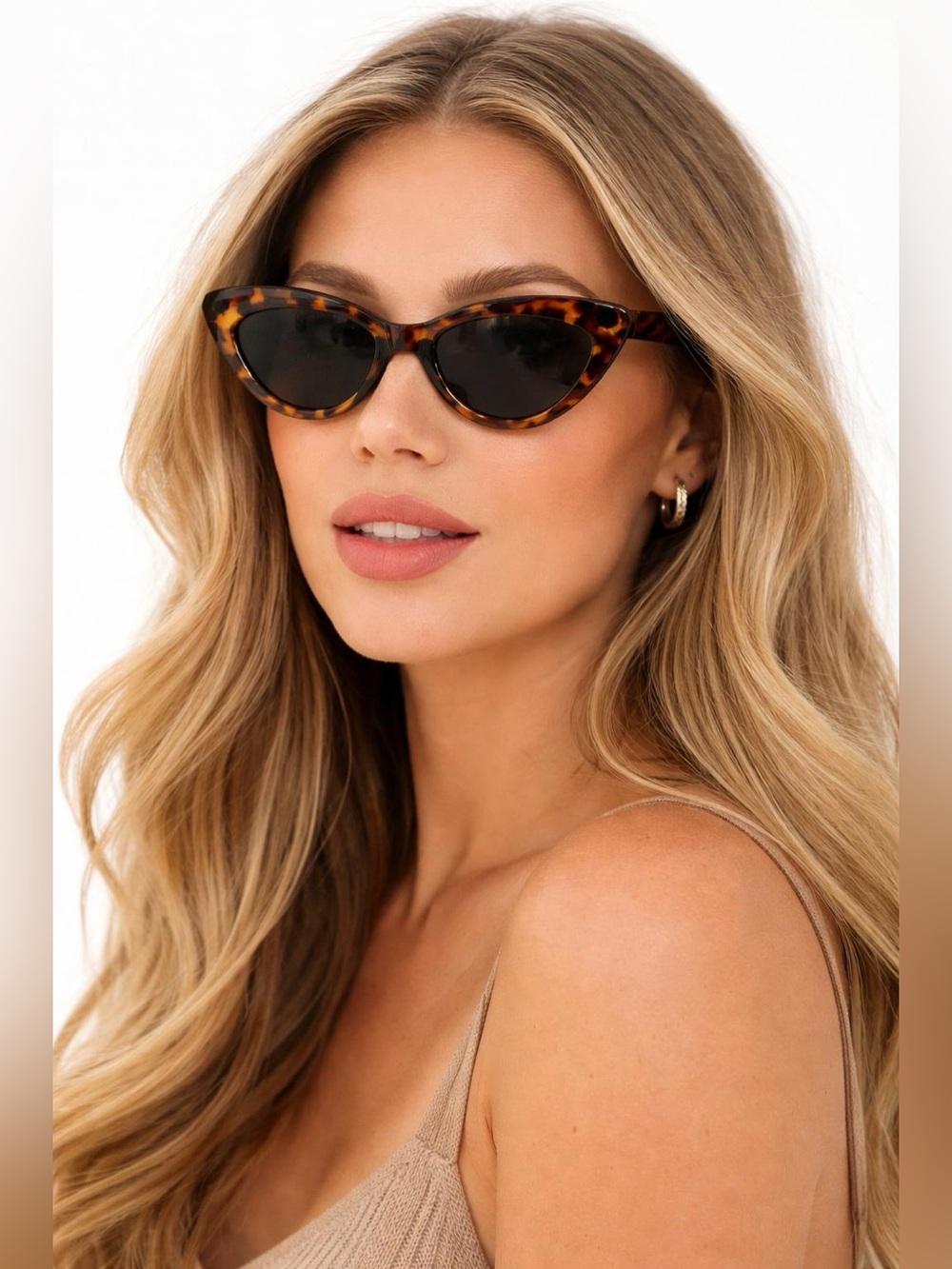 Tortoiseshell Cat-Eye Sunglasses for Women - Dark Lens